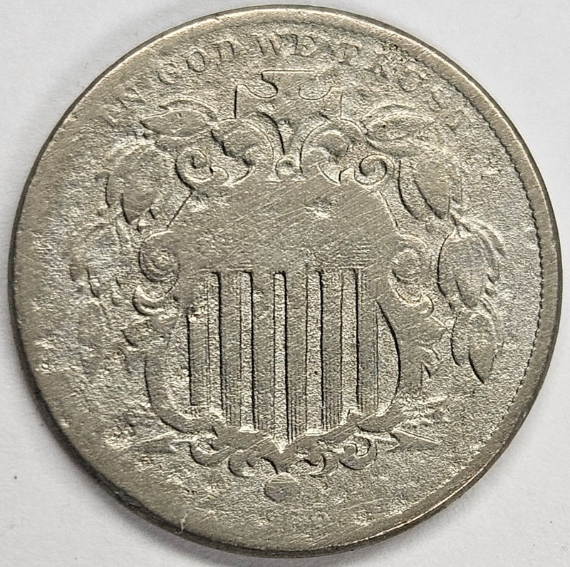 1866 Rays Shield Nickel . . . . Good corrosion