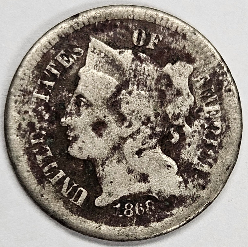 1868 Nickel Three Cent Piece . . . . Poor corrosion