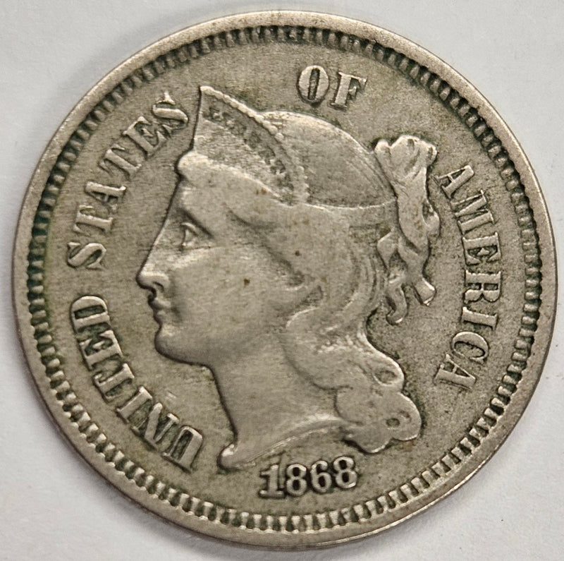 1868 Nickel Three Cent Piece . . . . Very Fine