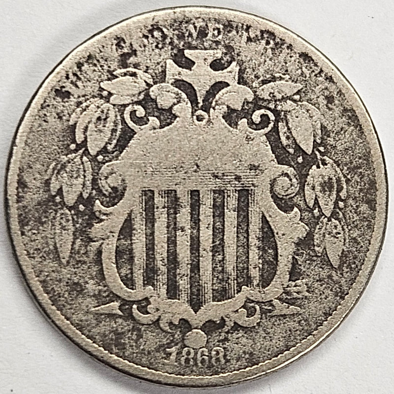 1868 Shield Nickel . . . . Good corrosion