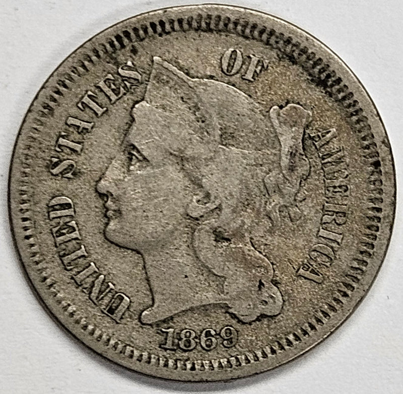 1869 Nickel Three Cent Piece . . . . Very Fine