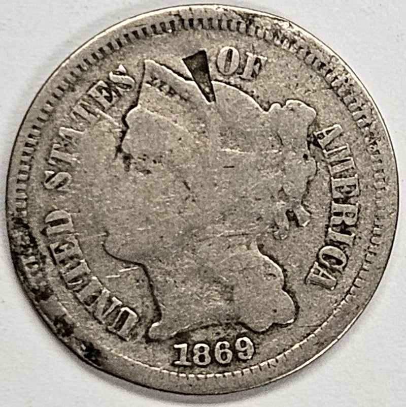 1869 Nickel Three Cent Piece . . . . VG hits