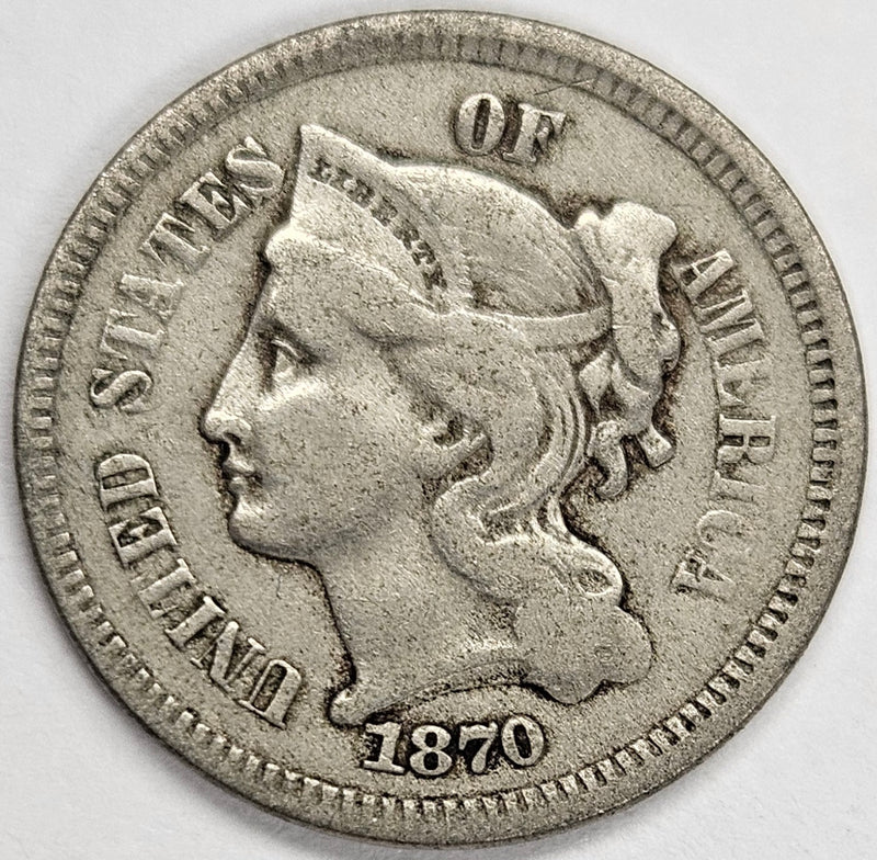 1870 Nickel Three Cent Piece . . . . Very Fine