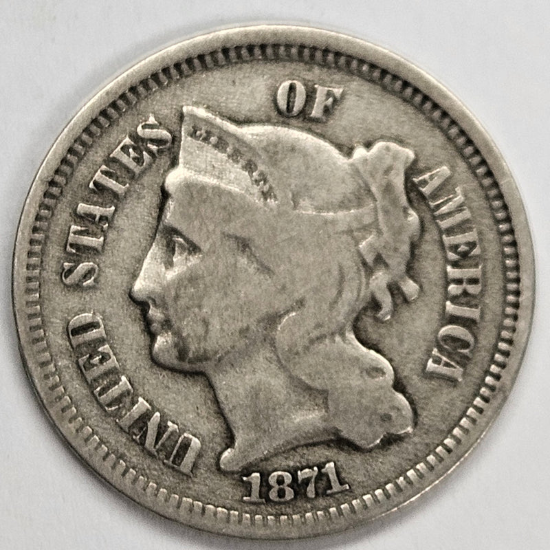 1871 Nickel Three Cent Piece . . . . Fine