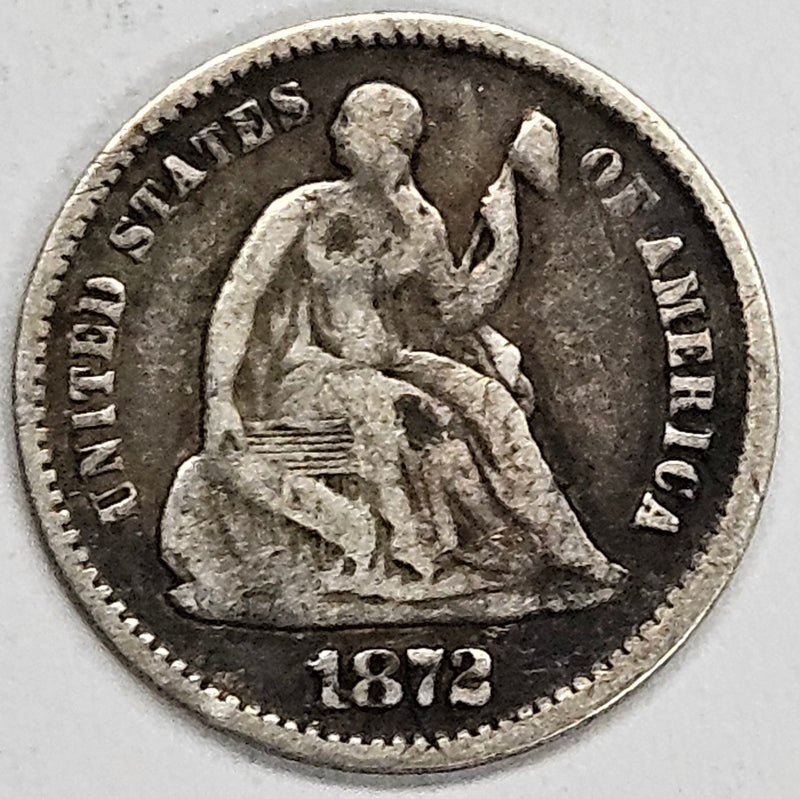 1872 Seated Liberty Half Dime . . . . Very Good