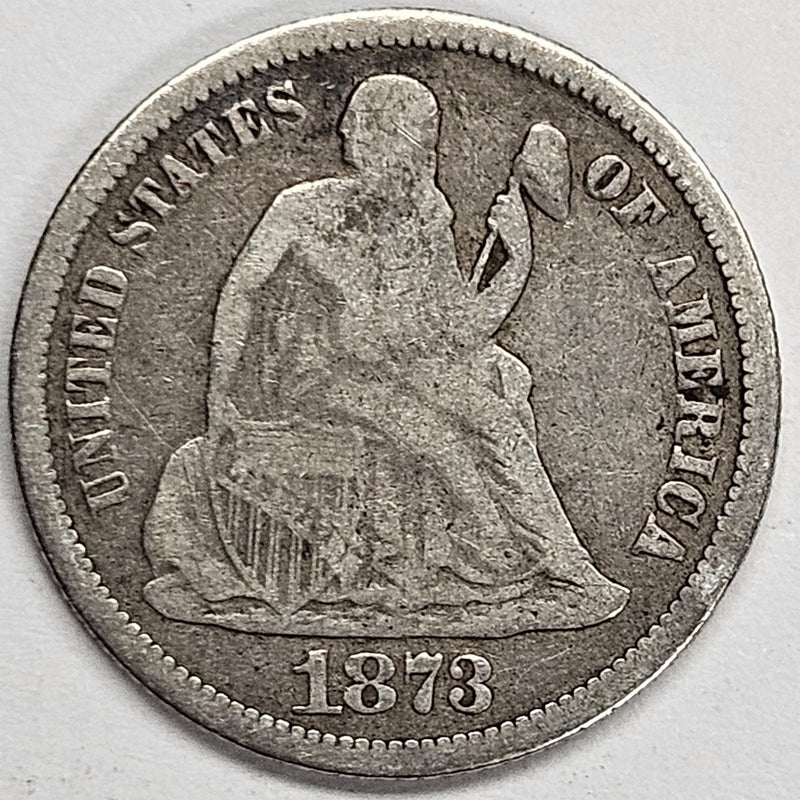 1873 Closed 3 Seated Liberty Dime . . . . Fine