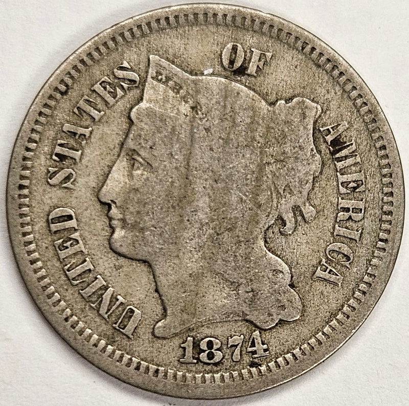 1874 Nickel Three Cent Piece . . . . Fine