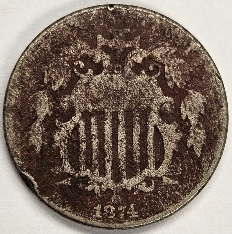 1874 Shield Nickel . . . . Good corrosion