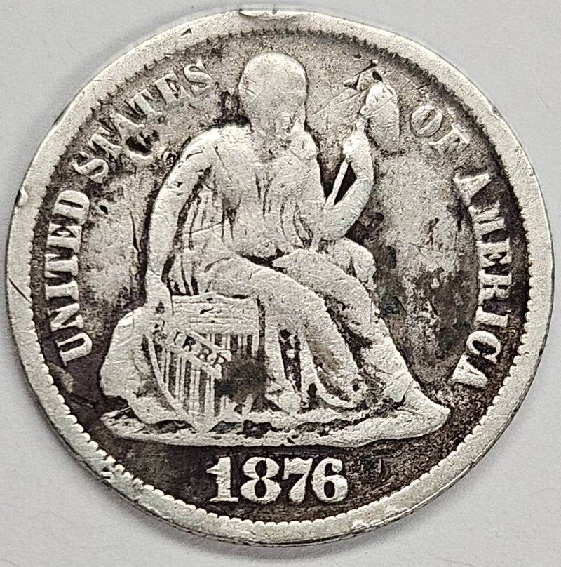 1876-CC Seated Liberty Dime . . . . Fine rough