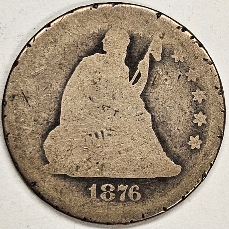 1876-CC Seated Liberty Quarter . . . . AG cuts on rim