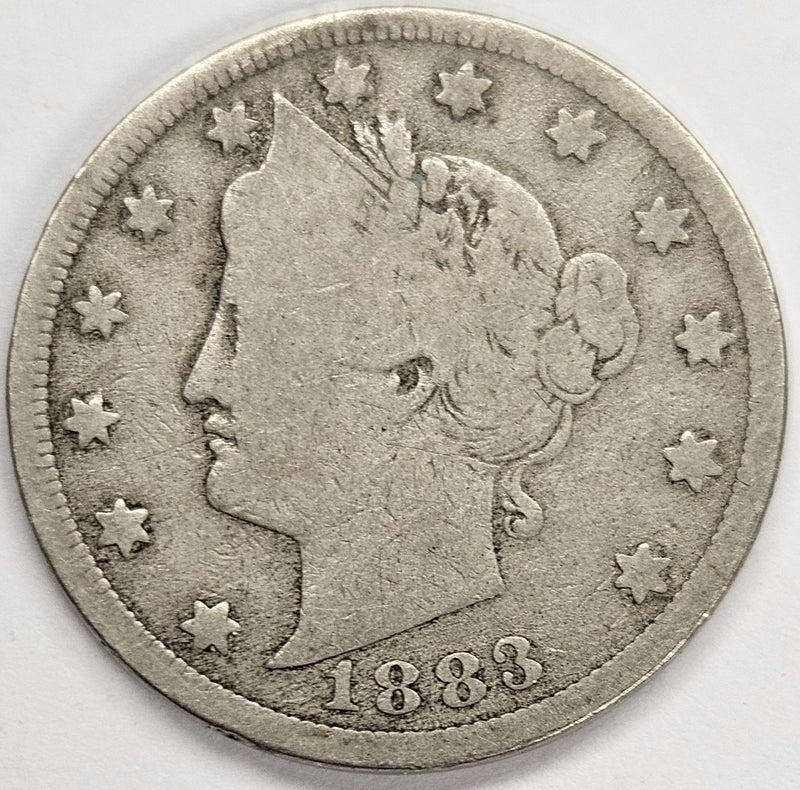 1883 No CENTS Liberty Nickel . . . . VG scratches on reverse