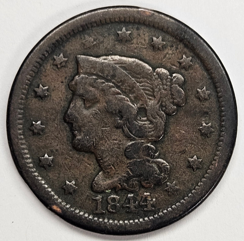 1844 44/81 Braided Hair Large Cent . . . . Fine