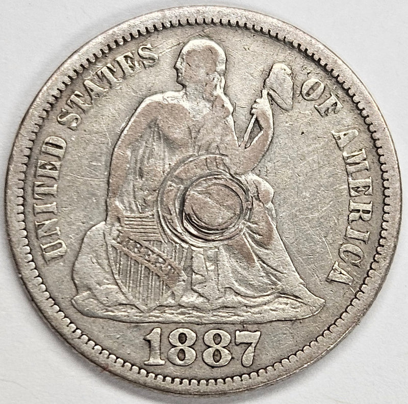 1887-S Seated Liberty Dime . . . . VF obverse damage