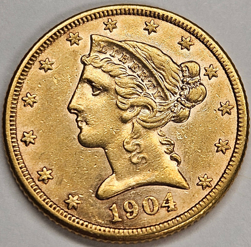 1904-S $5.00 Liberty Gold . . . . Choice About Uncirculated