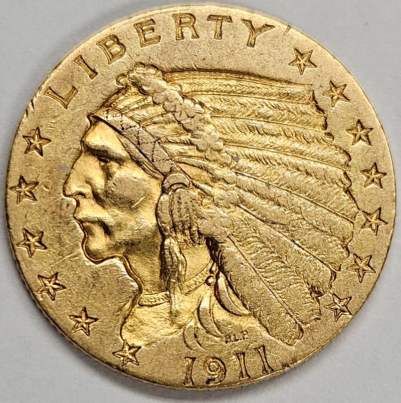 1911 $2.50 Indian Gold . . . . AU rim hit