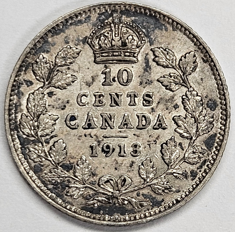 1913 Canadian Small 10 Cents . . . . Extremely Fine