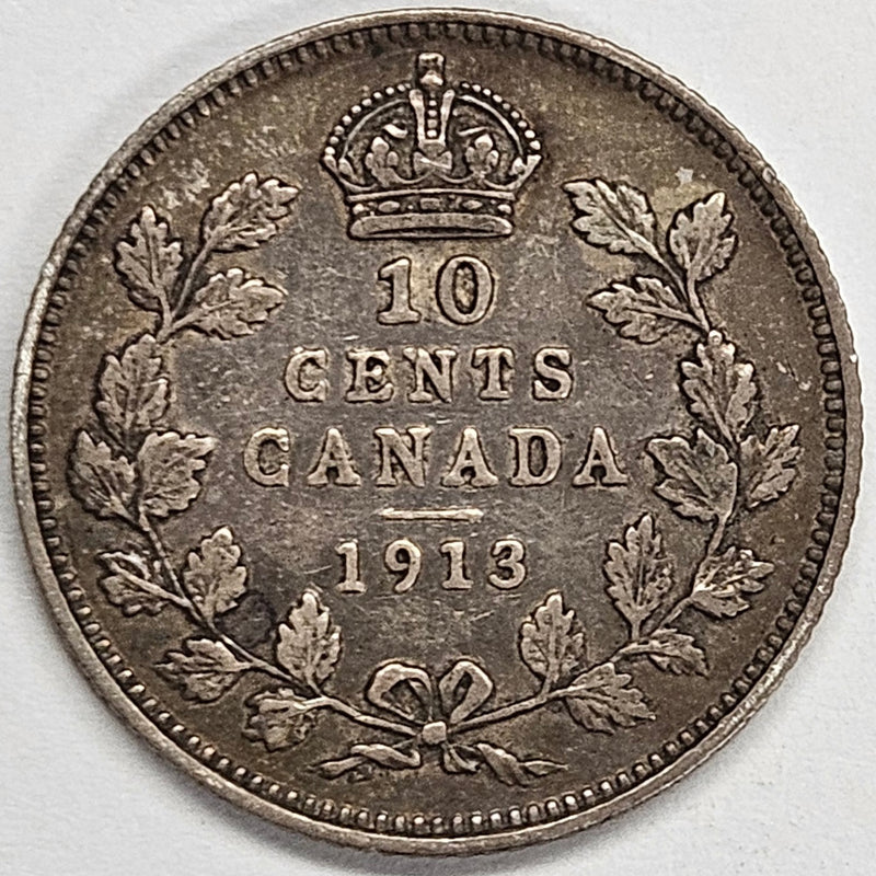 1913 Small Leaves Canadian 10 Cents . . . . VF/XF