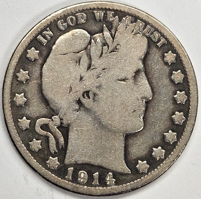 1914 Barber Half VG cleaned