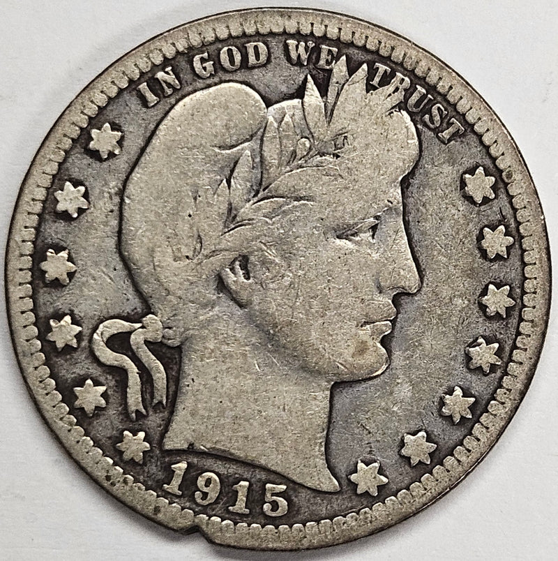 1915-D Barber Quarter . . . . VG rim cut