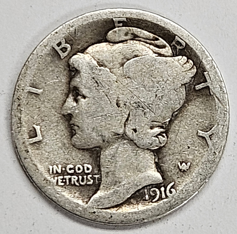 1916 Mercury Dime Good