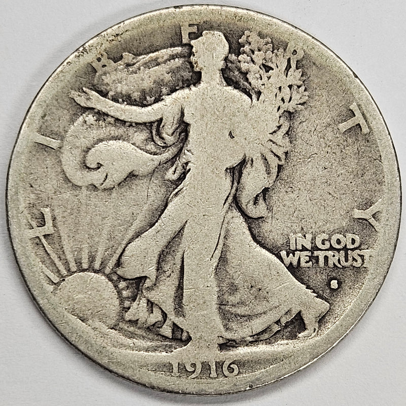 1916-S Obverse Walking Liberty Half Good