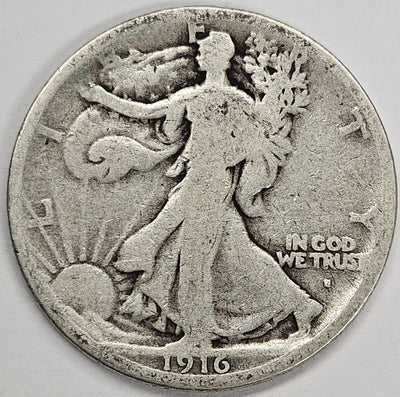 1916-S Obverse Walking Liberty Half Very Good