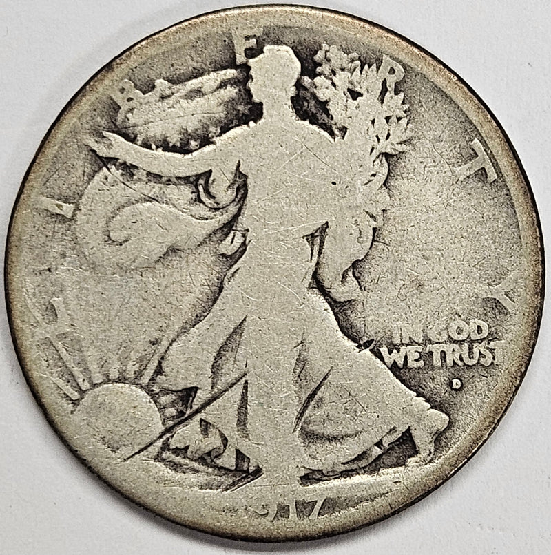 1917-D Obverse Walking Liberty Half . . . . Good obverse cuts