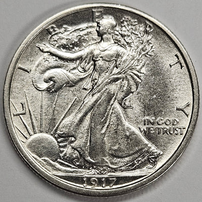 1917-D Reverse Walking Liberty Half Choice Brilliant Uncirculated