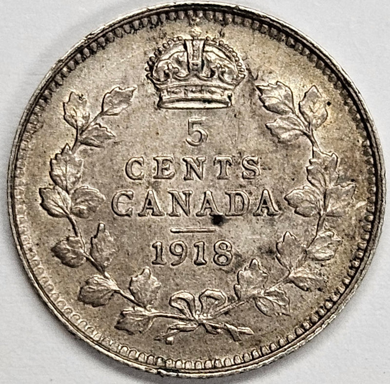 1918 Canadian 5 Cents . . . . Choice About Uncirculated