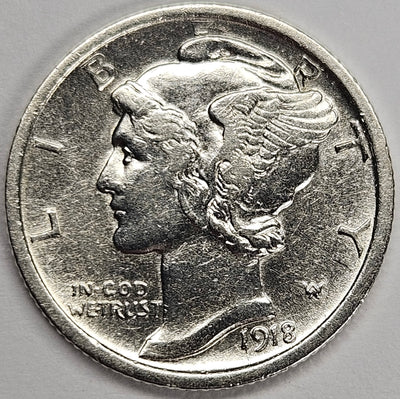 1918 Mercury Dime Choice About Uncirculated