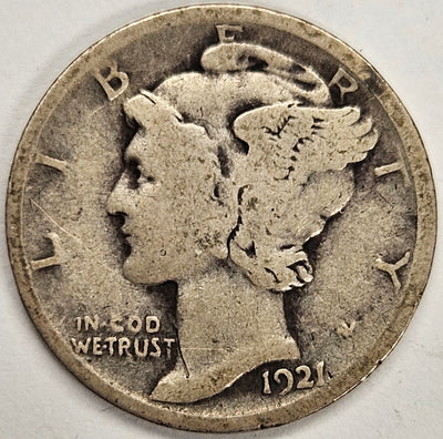 1921 Mercury Dime Very Good