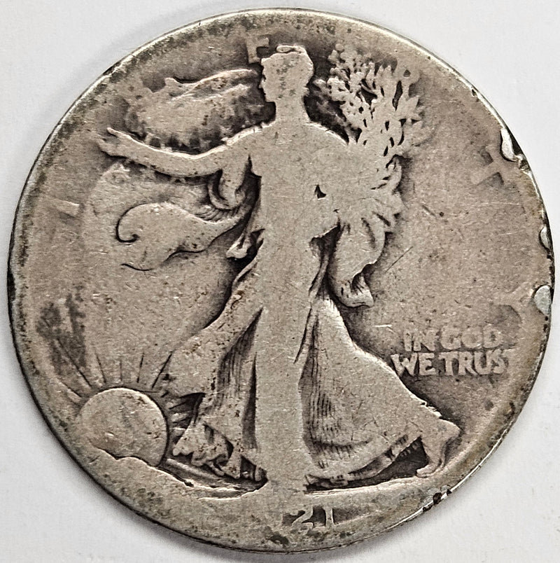 1921-S Walking Liberty Half . . . . AG rim hits