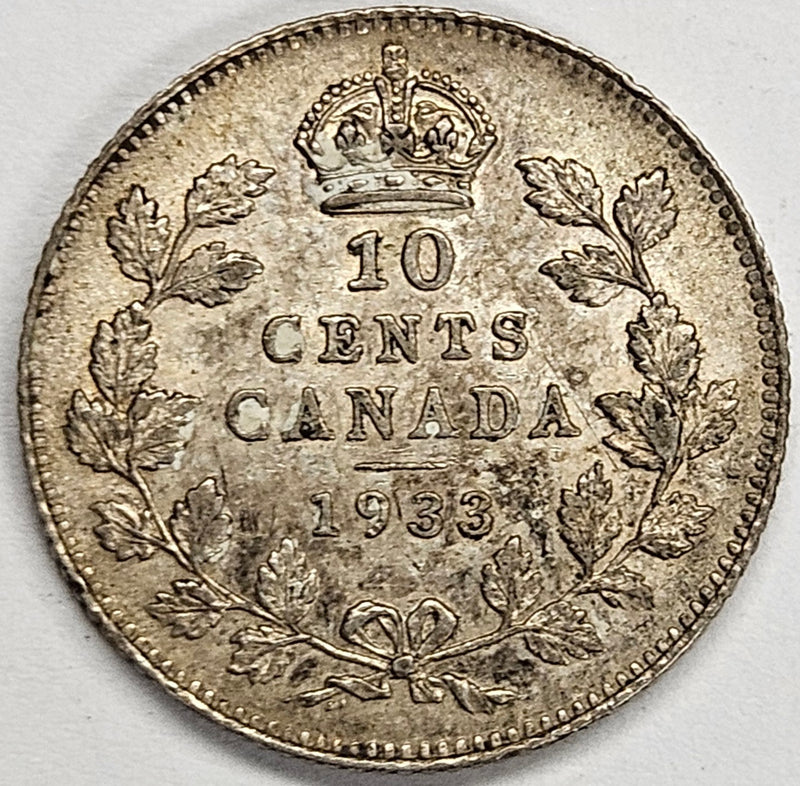 1933 Canadian 10 Cents . . . . Choice About Uncirculated