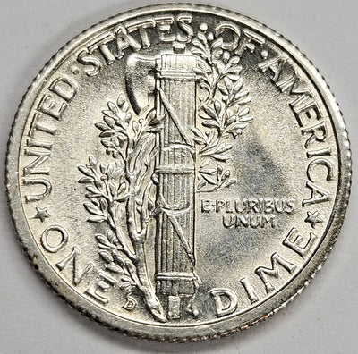 1934-D Mercury Dime . . . . BU reverse damage