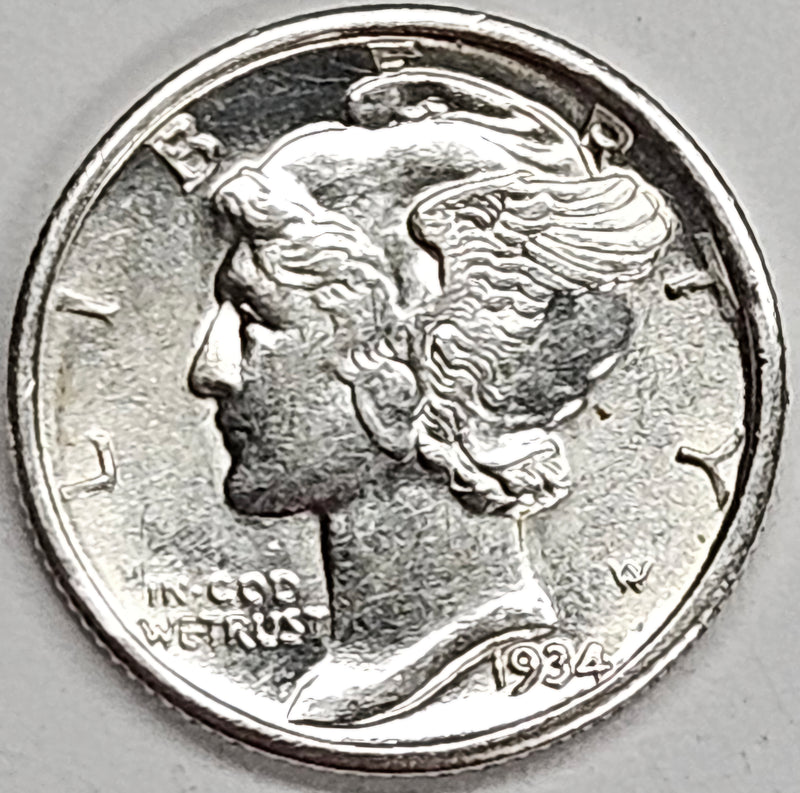 1934-D Mercury Dime . . . . Choice About Uncirculated