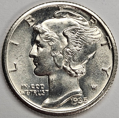 1935-S Mercury Dime Choice Brilliant Uncirculated