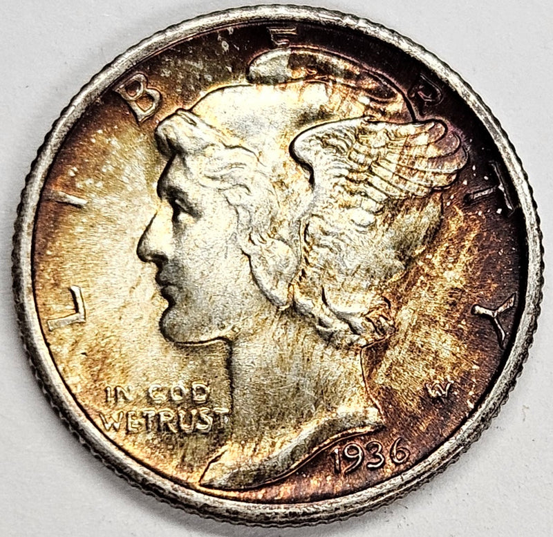 1936 Mercury Dime . . . . Superb BU Color!