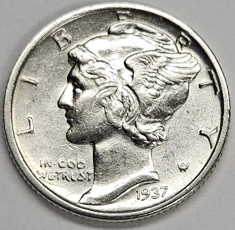 1937-D Mercury Dime . . . . BU obverse digs