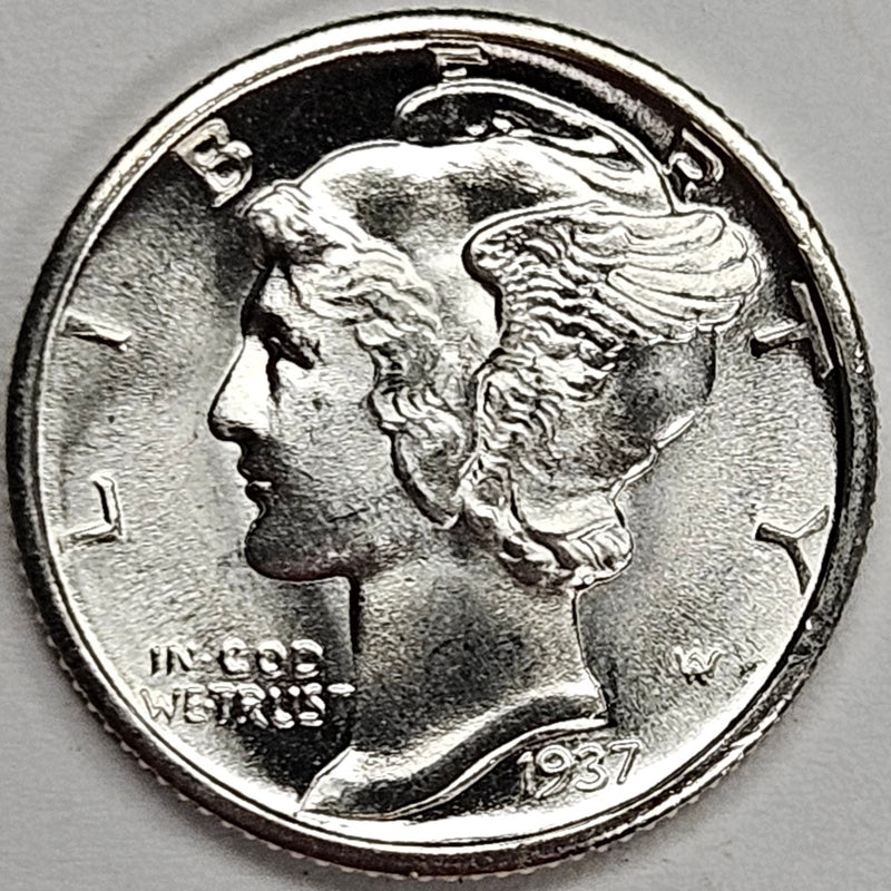 1937-D Mercury Dime . . . . Choice BU Full Bands