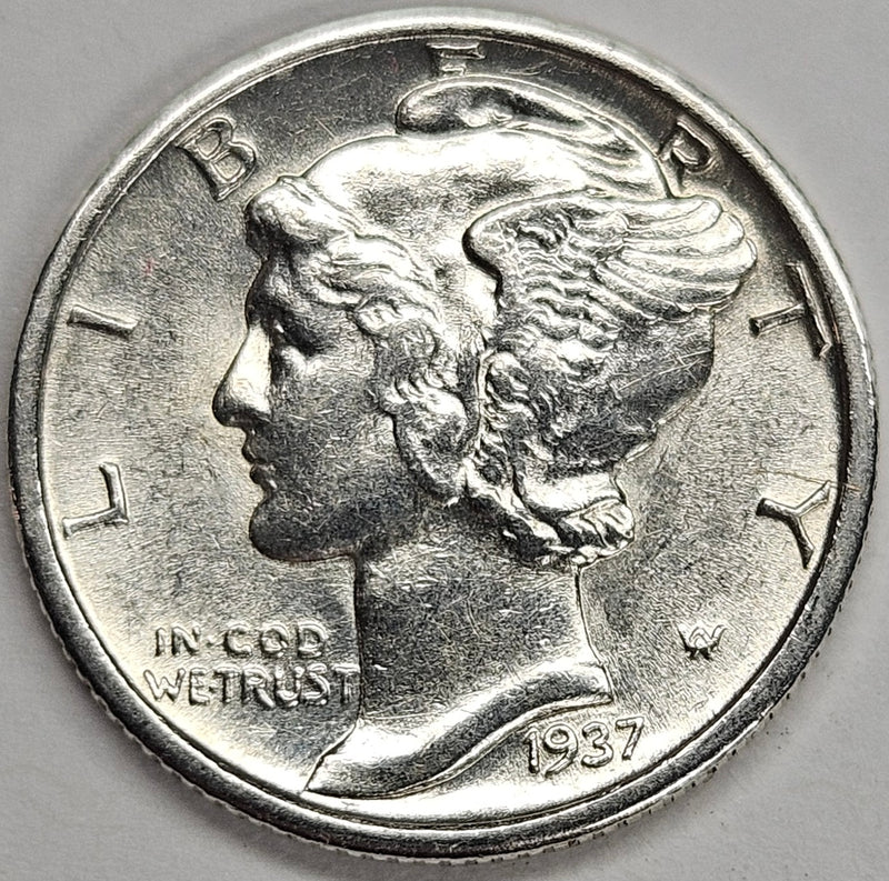 1937-D Mercury Dime . . . . Choice Brilliant Uncirculated