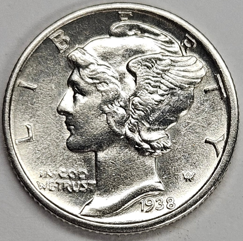 1938-D Mercury Dime . . . . Choice BU Full Bands