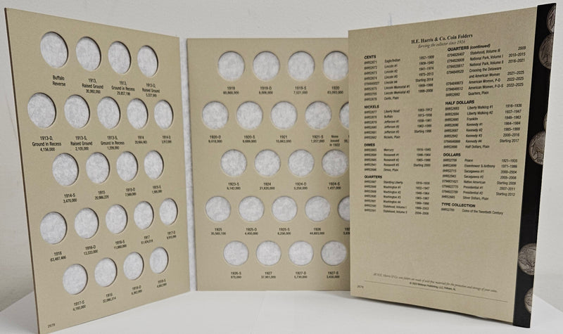 1938 or earlier Buffalo Nickel Starter Sets . . . . Receive 10 different VG/better coins in a Harris Folder