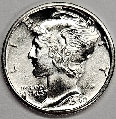 1942-D Mercury Dime . . . . Choice BU Full Bands