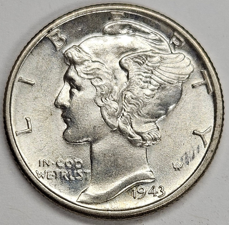 1943 Mercury Dime . . . . Choice BU Full Bands