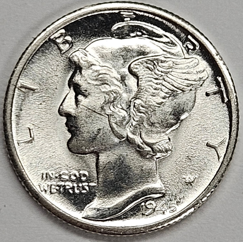 1945-D Mercury Dime . . . . Choice BU Full Bands