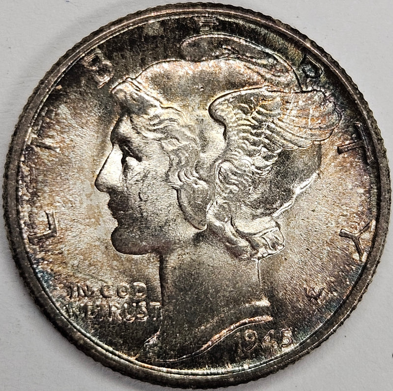 1945-D Mercury Dime Superb BU Toned