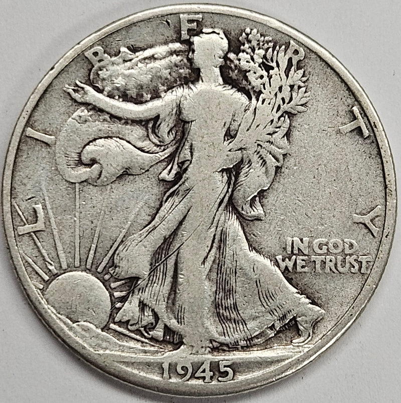 1945-D Walking Liberty Half . . . . Very Good