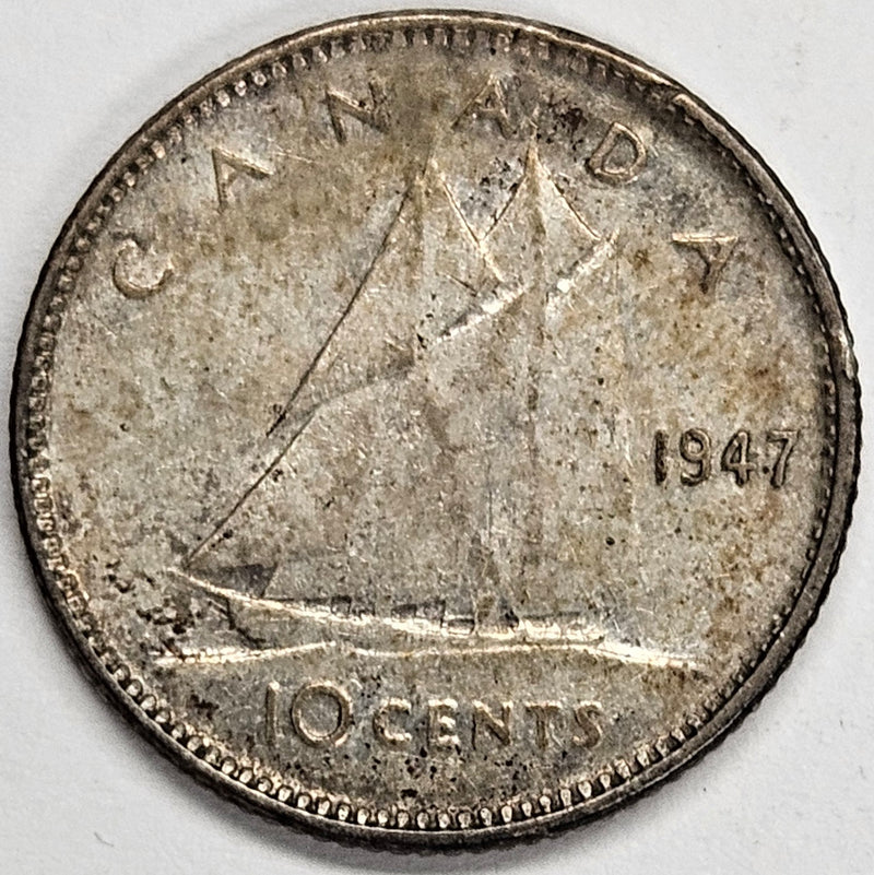 1947 Canadian 10 Cents . . . . Choice About Uncirculated