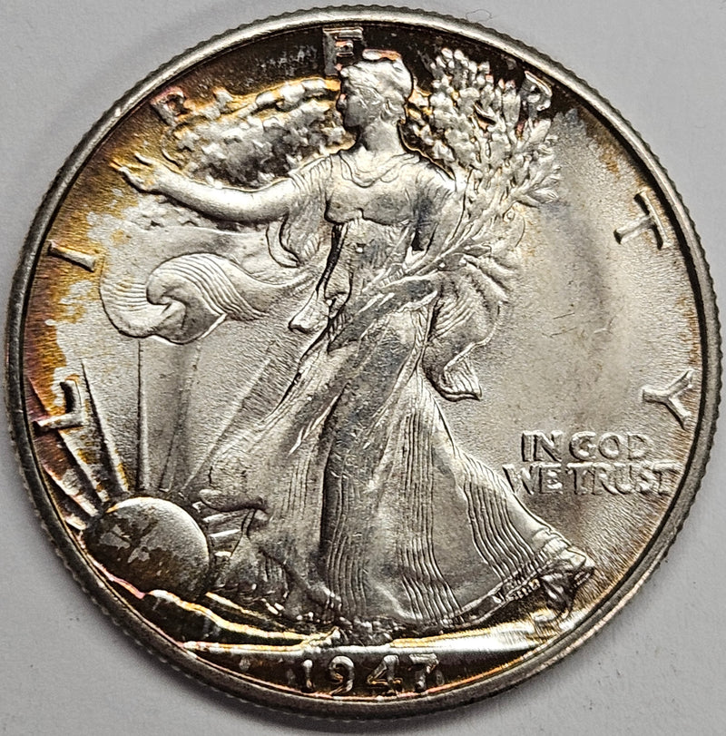 1947-D Walking Liberty Half . . . . Gem BU Toned