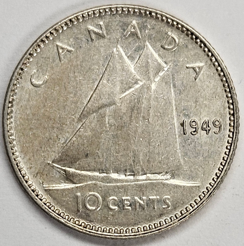 1949 Canadian 10 Cents . . . . Choice About Uncirculated